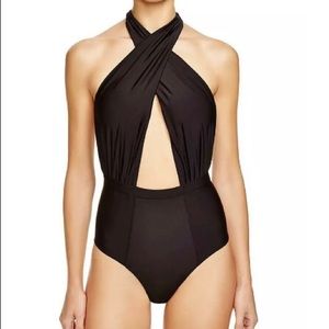 6 Shore Road Black Rock Wrap Halter OnePiece Suit